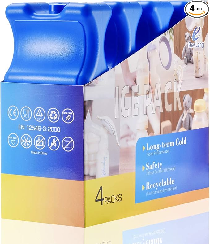 Cold Freezer Cool Ice Packs Double Sided Contoured Reusable Long Lasting for Breast Milk Baby Bottles Cool Storage Insulat...