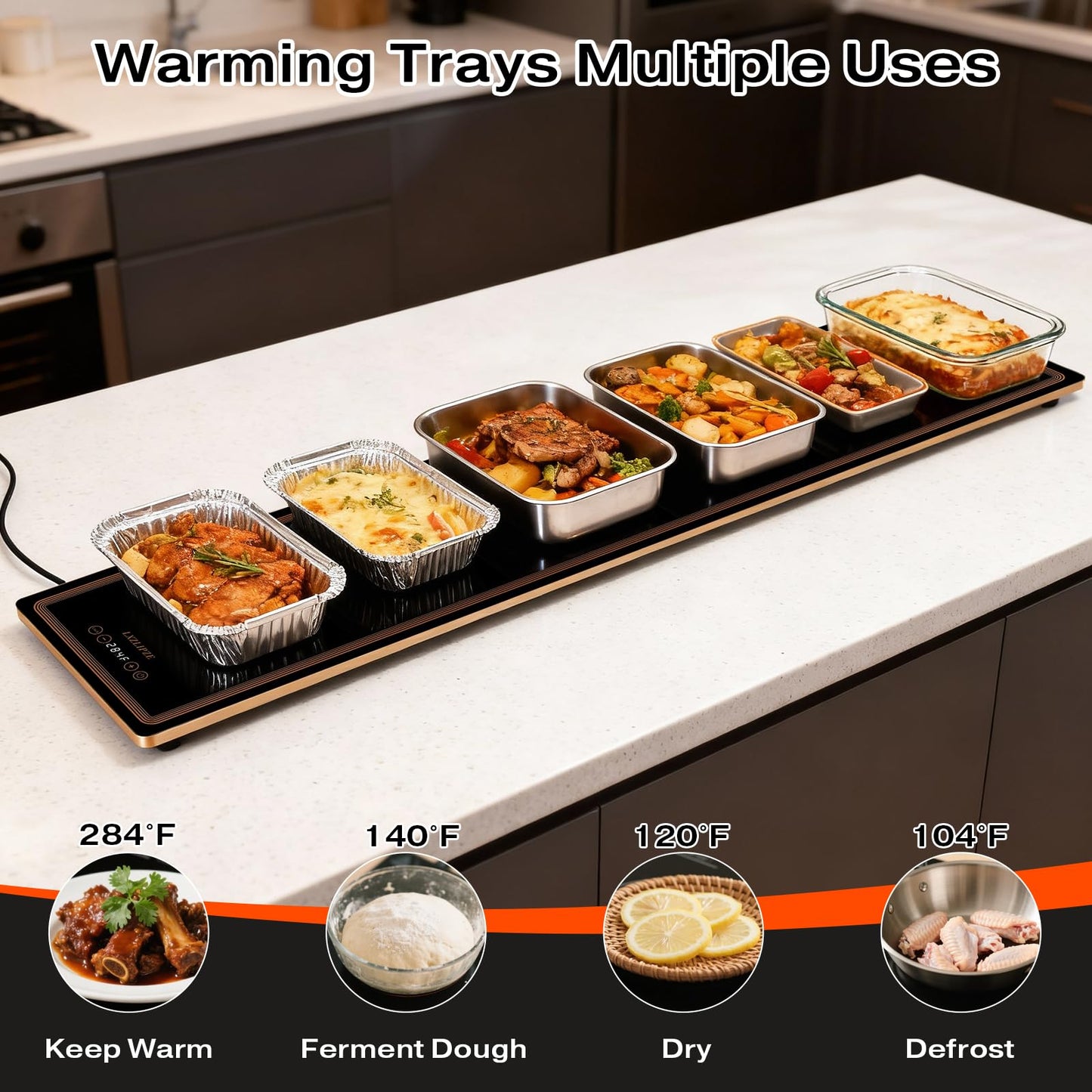 Electric Warming Tray for Buffets Party(59x14 Inches)Food Warming Mat with 12 Temp-Settings,Built-in Thermostat and Full Surface Heating,Versatile Food Warmers for Parties Buffet,Gatherings,Daily Use