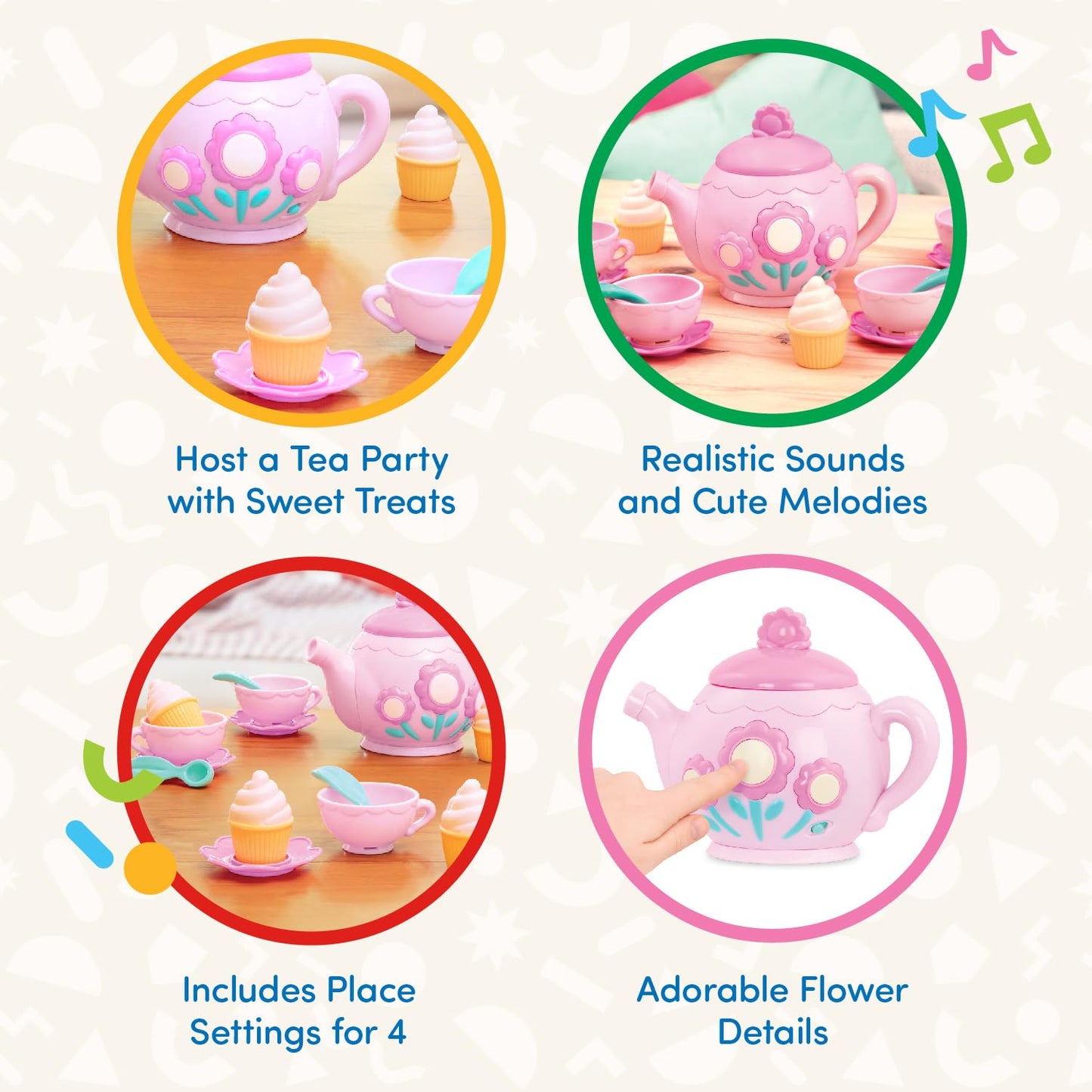 Battat – Play Circle – Singing Teapot – Toy Food – Pretend Play – Kitchen Set – 3+ Years(17 Pieces)