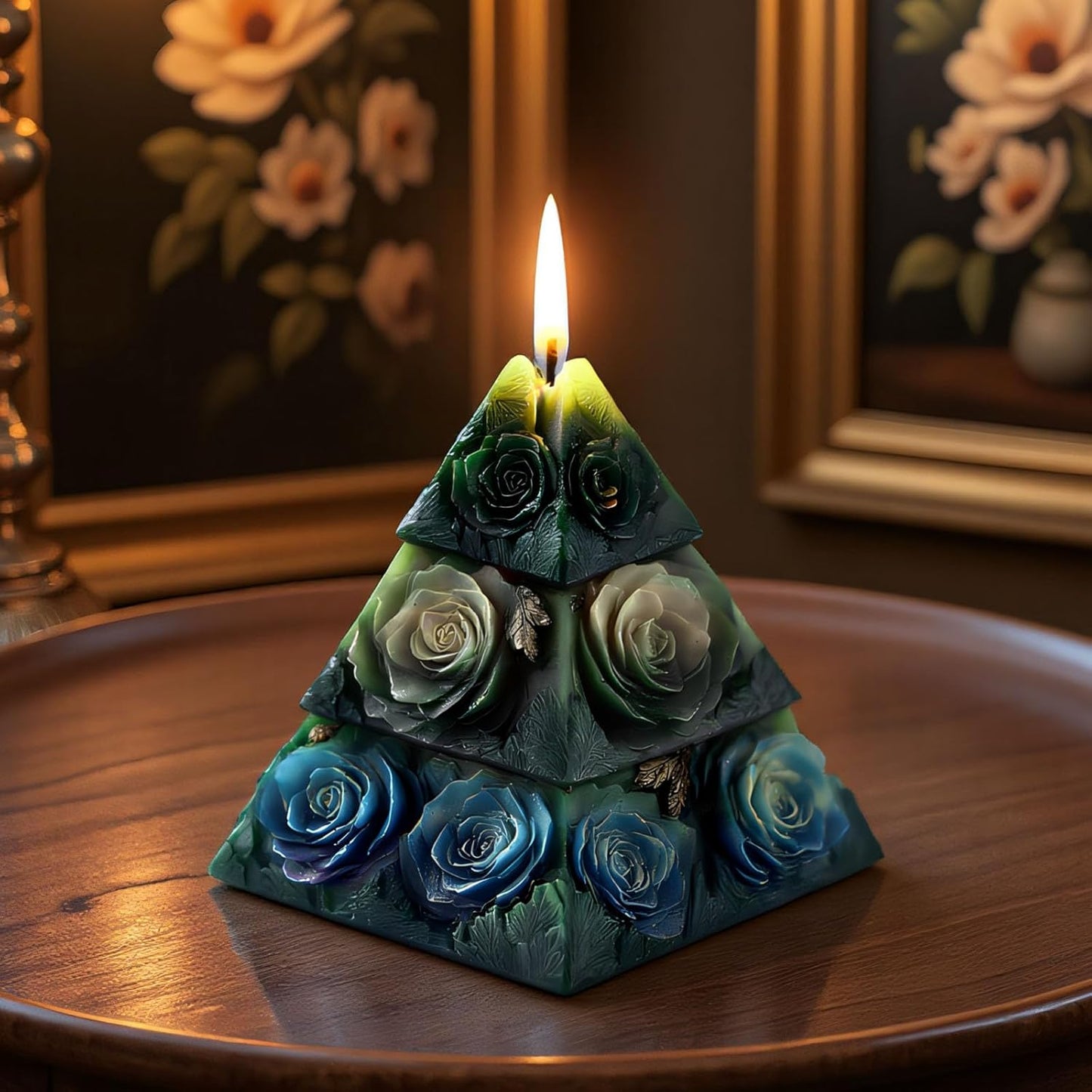 Rose Pyramid Scented Candle Silicone Mold Pillar Silicone Mold Resin Casting, Home Decoration Scented Candle Gypsum Wedding Decoration Handicraft Gift
