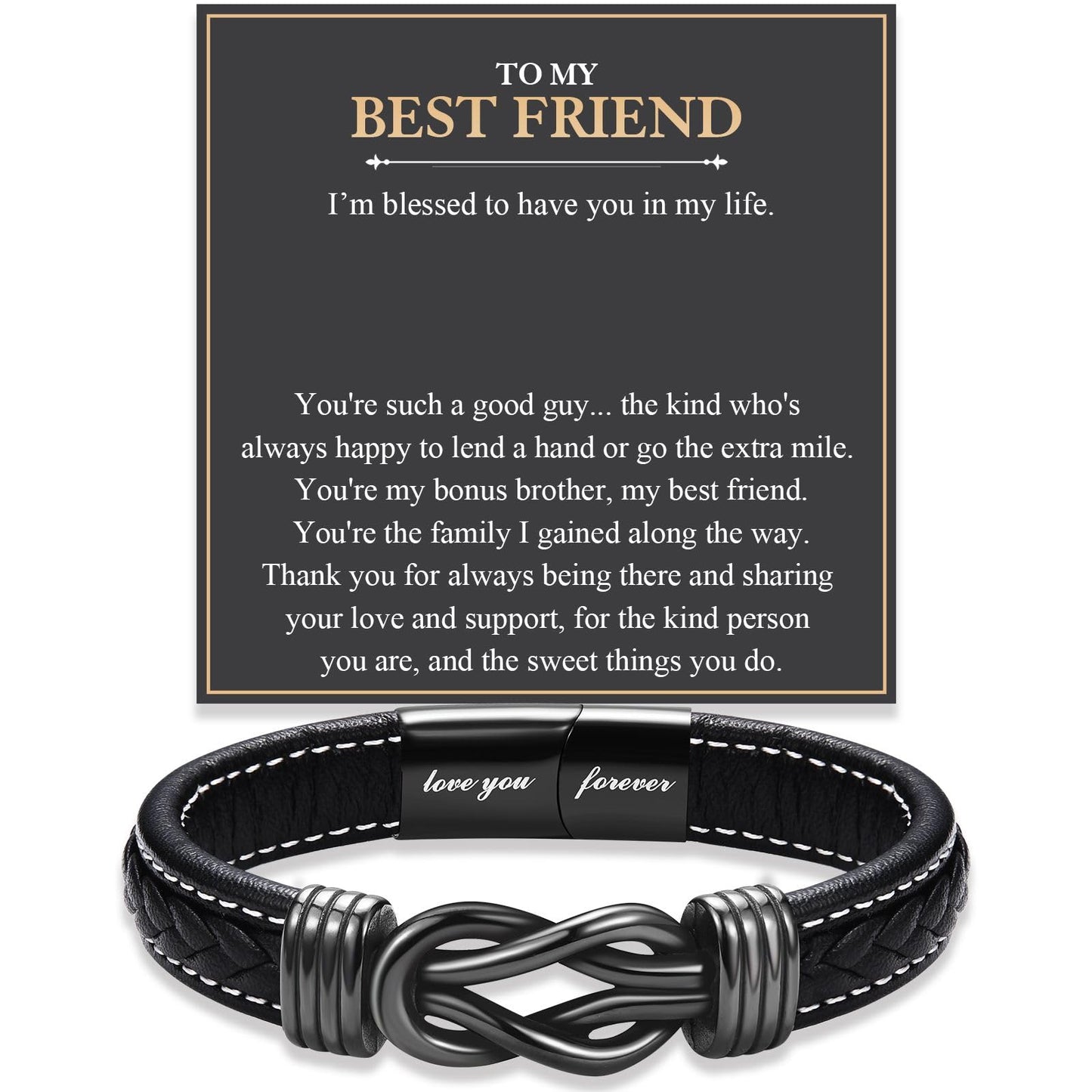Friend Gifts for Men Male Boys, Leather Bracelet Christmas Birthday Fathers Thanksgiving Graduation Back to School Gifts for Best Friend Men
