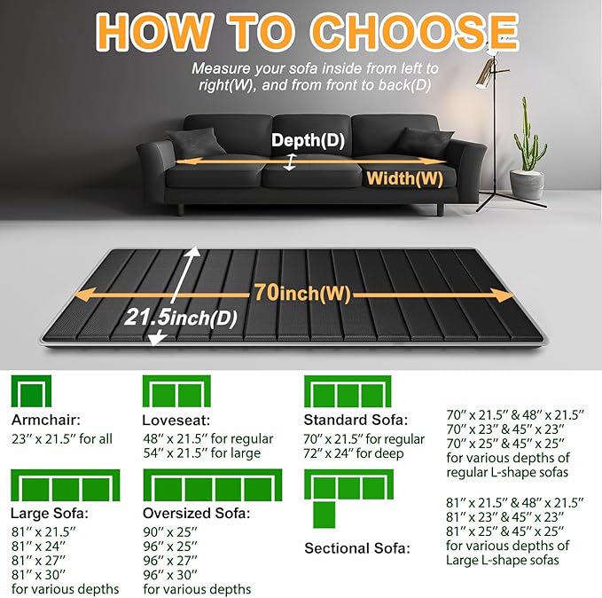 LAVEVE Heavy Duty Couch Cushion Support Board for Sagging Sofa, 21.5''x70'' Extra Thick Solid Wood Under Couch Insert with Anti-Slip Dots, Repair Sagging Spring Sofa and Replace Worn Cushions