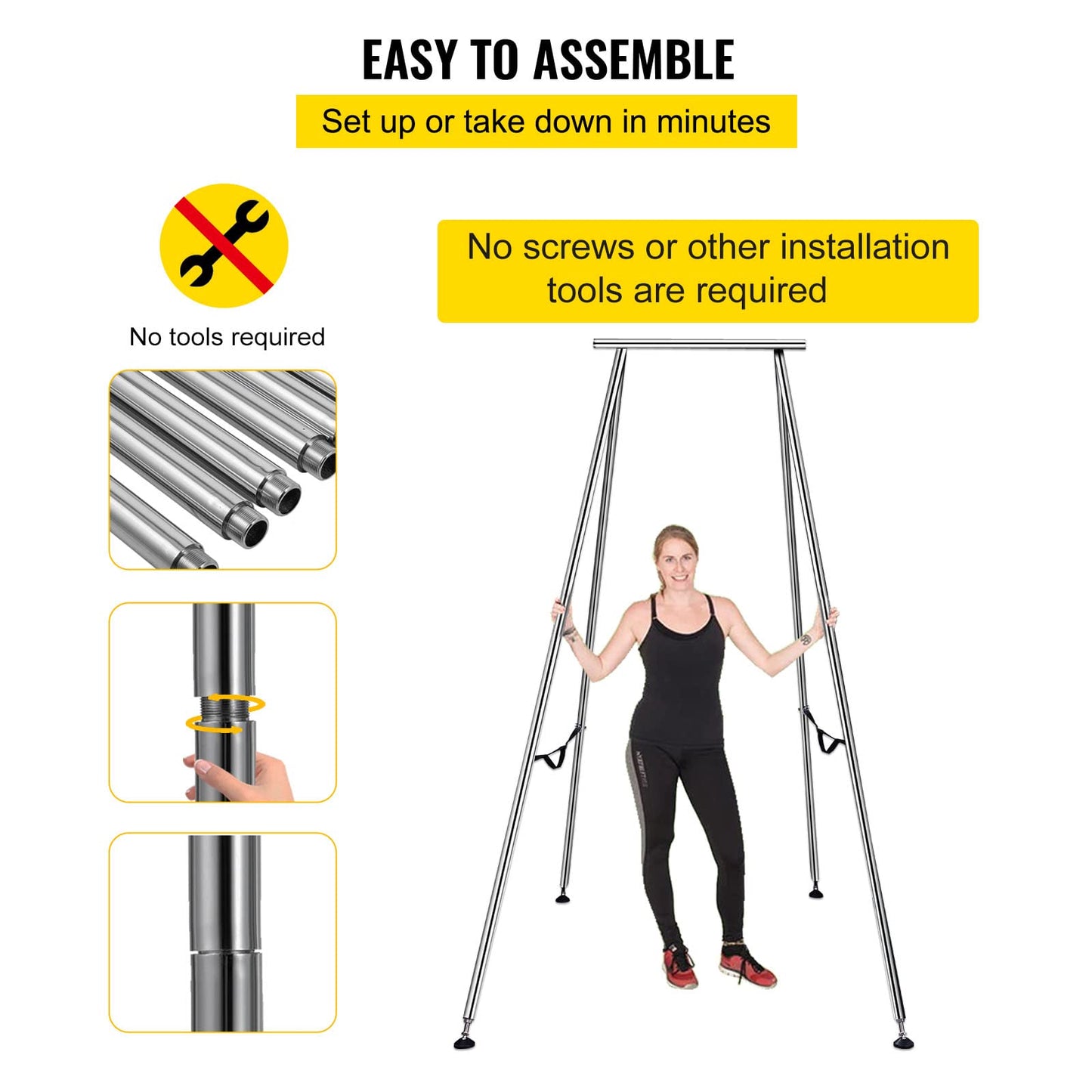 Happybuy Yoga Sling Inversion, 9.6 FT Inversion Yoga Swing Stand 68lbs, 551lbs/250kg Aerial Yoga Frame with 236in/6m Yoga Swing Inversion Sling Body Yoga Bundle Safety Belts Wine Red
