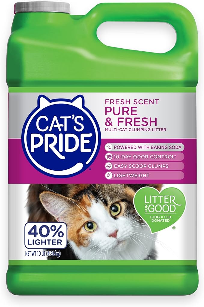 Cat's Pride Premium Lightweight Clumping Litter: Pure & Fresh - Up to 10 Days of Powerful Odor Control - Multi-Cat, Scente...