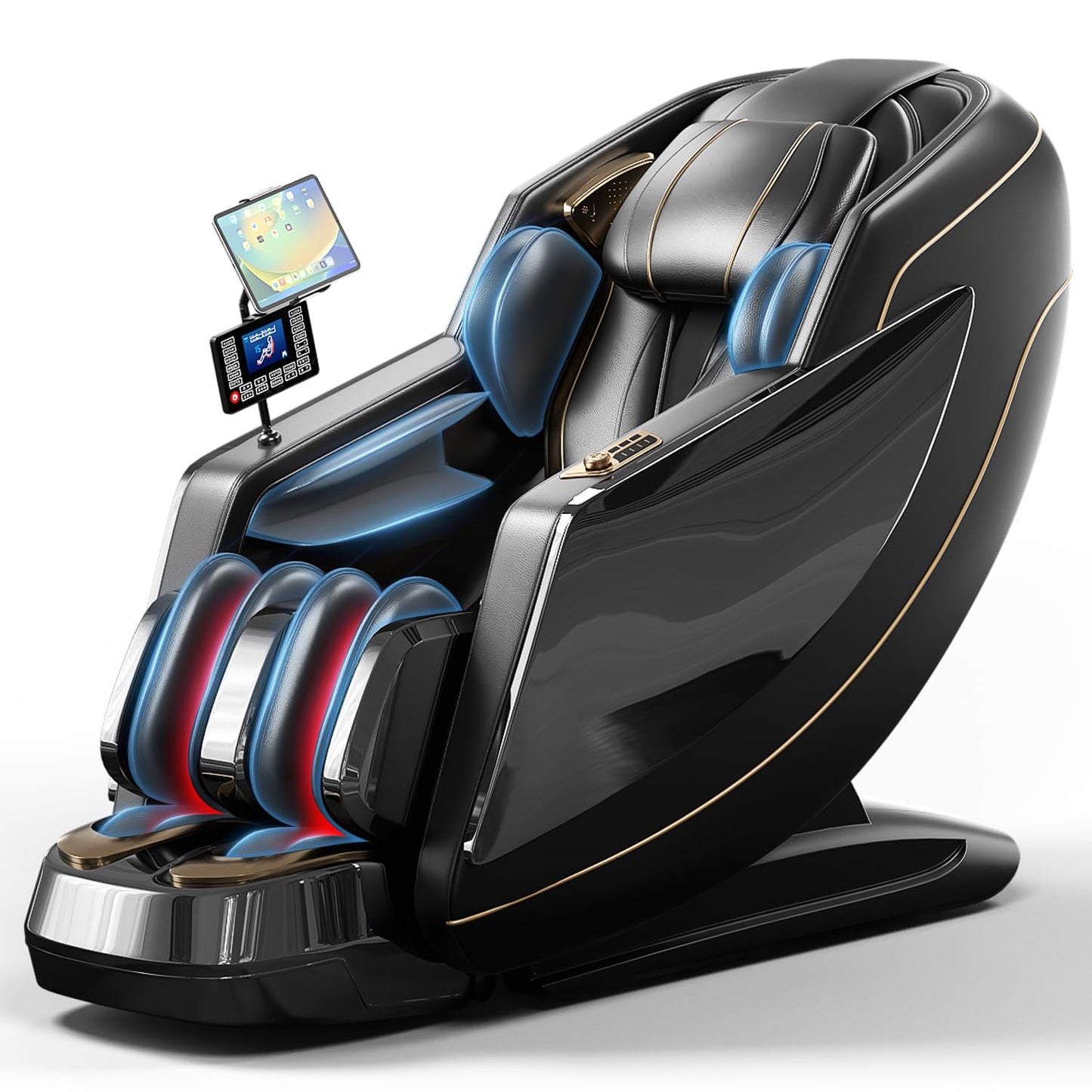 COZOME 4D Zero Gravity Full Body Massage Chair with SL Track, 15 Auto Modes, Voice Control, Foot Rollers, Waist & Calf Heating, Deep Yoga Stretch, Touch Screen Controller for Home Office, Black