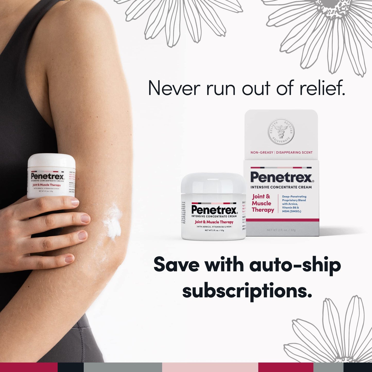 Penetrex Joint & Muscle Therapy - Soothing Comfort for Back, Neck, Hands, Feet - Premium Whole Body Rub with Arnica, Vitamin B6 MSM & Boswellia - 2oz 3-Pack