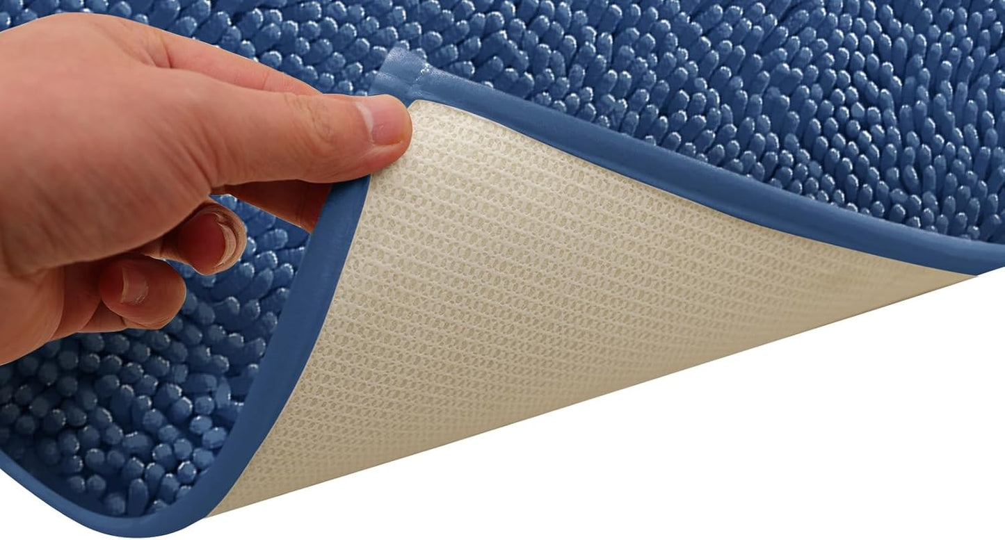 Non-Slip Bath Rug,Extra Soft Microfiber Bedroom Shag Carpet with Anti-Slip Backing,Water/Dust Absorbent Fast Dry Shower Mat,Sound Insulated Stairs Pad,Machine Washable (NavyBlue,12 x 16 Inches)