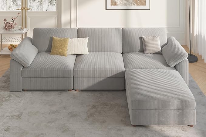 EASE MOOSE Oversized Modular Sectional Sofa, Modern Luxury Large L Shape Sectional Cloud Couch with Ottoman Sofa,Comfty Deep Grey Modular Sofa for Living Room