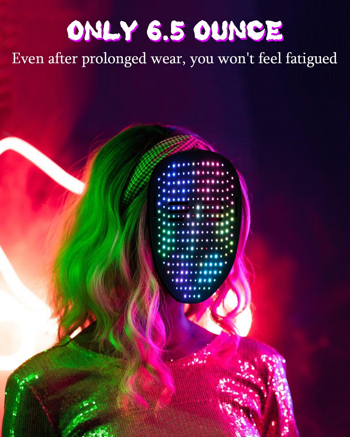 Envyvip Rechargeable LED Mask for Men Women, Cool Halloween Costume Mask Birthday Gifts for Teen Boys & Girls