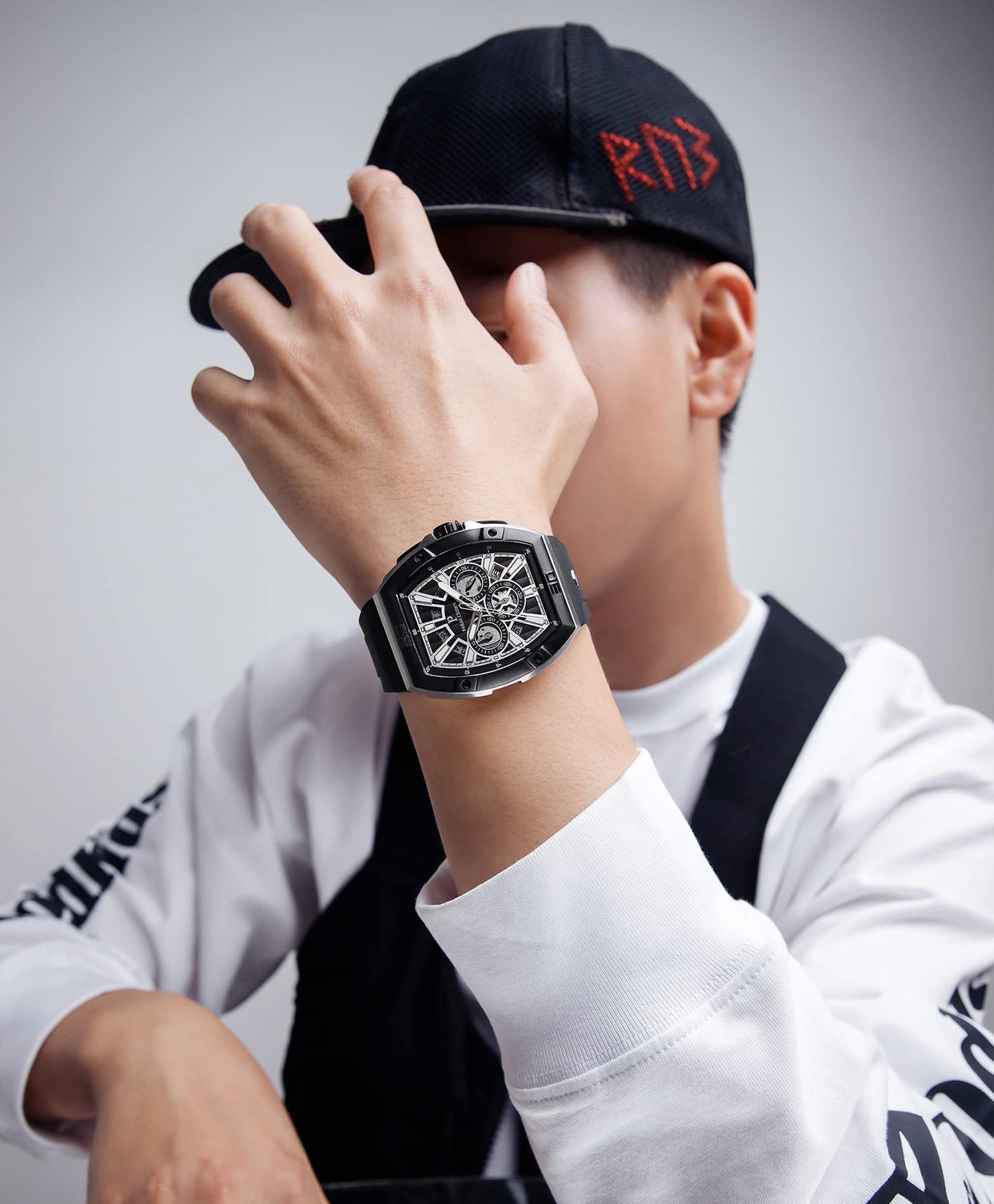 PC PARAS CROWN Mens Watches Luxury Tonneau Quartz Watch for Men Japanese Movement Waterproof Sport Watch, Gifts for Men