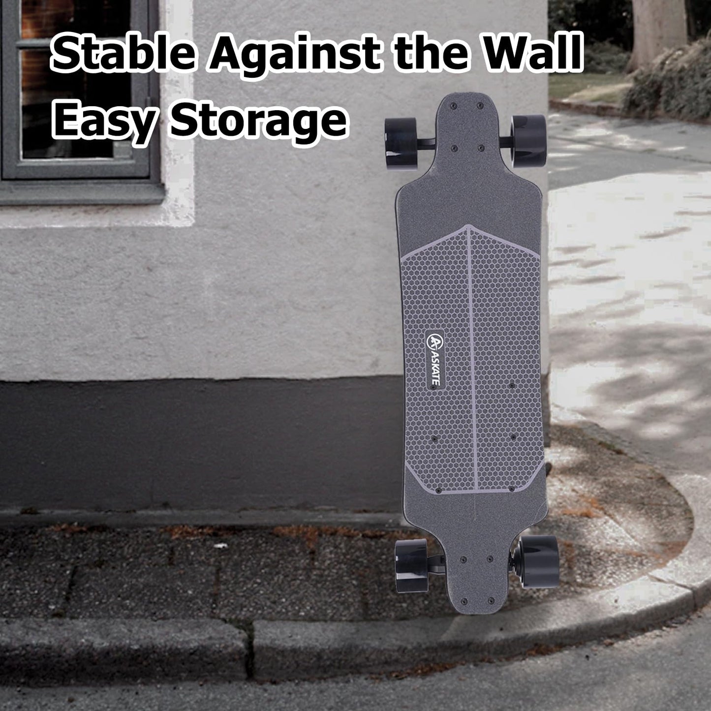 Askate A1 Electric Skateboard with Remote, Long Range Up to 17 Miles, 8 Ply Canadian Maple, Smooth 4-Speed Remote Controller, Suitable for Younger Beginners
