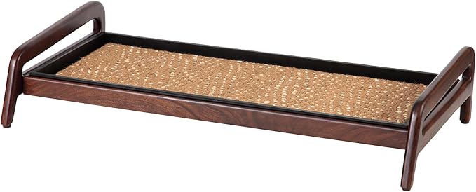 Anji Mountain Heavy Duty Waterproof Wooden Shoe Storage Mat Organizer/Boot Storage Tray Multi Use for Entryway with Coir, Tan and Khaki Insert, 1 Tier, Fits 3 Pair (36.5" Wide)