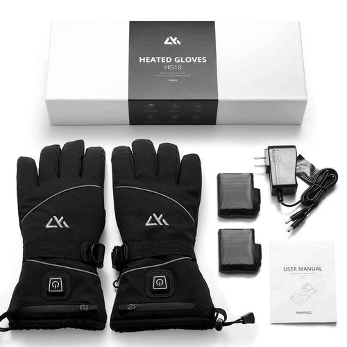 AKASO Heated Gloves for Men Women, Electric Heated Ski Gloves with 3 Heating Modes, Thermal Insulation Winter with Rechargeable Battery-Overheating Protection- Best Gift (Black, X-Large)