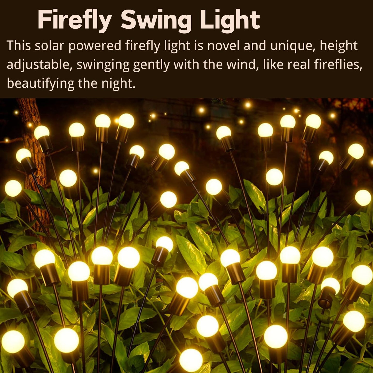 OZS 6 Pack Total 48 LED Solar Garden Lights Fairy Outdoor - Solar Firefly Lights Outdoor, Sway by Wind, Waterproof for Garden Patio Pathway Fairy Decoration (Warm White)