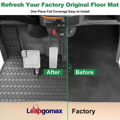 Golf Cart Floor Mat for Yamaha G29 Drive, Upgraded Non-Slip Full Coverage Liner Mats Replacement Thick Rubber, Fits Yamaha Drive (Gen1), G29, YDR, Adventurer (2007-2016)-Black Trim
