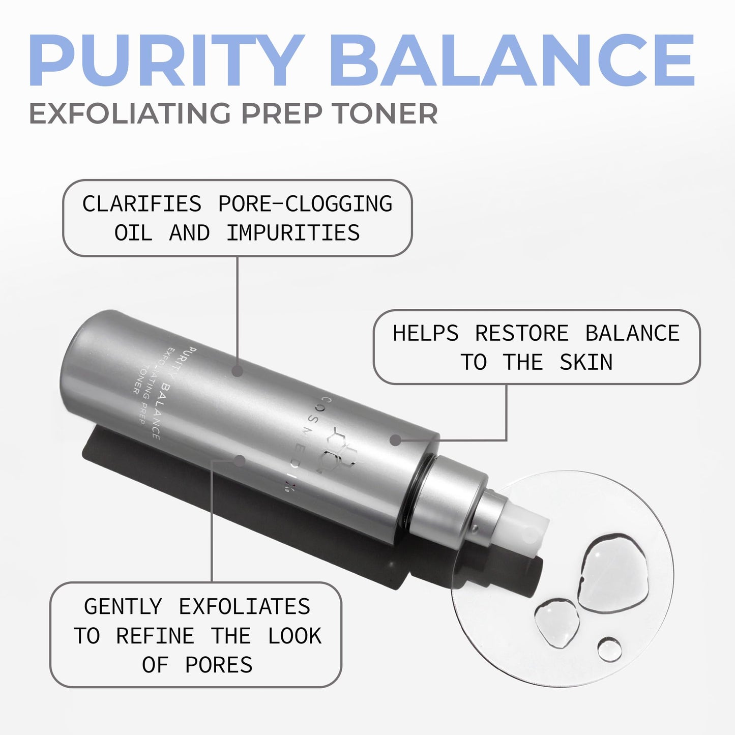COSMEDIX Purity Balance Exfoliating Prep Face Toner - Hydrating Facial Toner for Acne-Prone Skin, Fine Lines & Wrinkles - Deep C