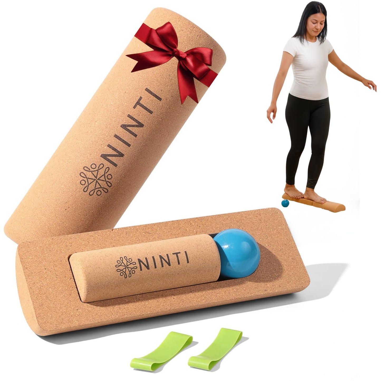 Ninti Balance Board - Premium Cork Balancing Board & Foot Strengthener for Enhanced Foot Function | Unique Design for Balance Stability & Foot Strength | Improve Mobility & Prevent Falls | Balance Trainer