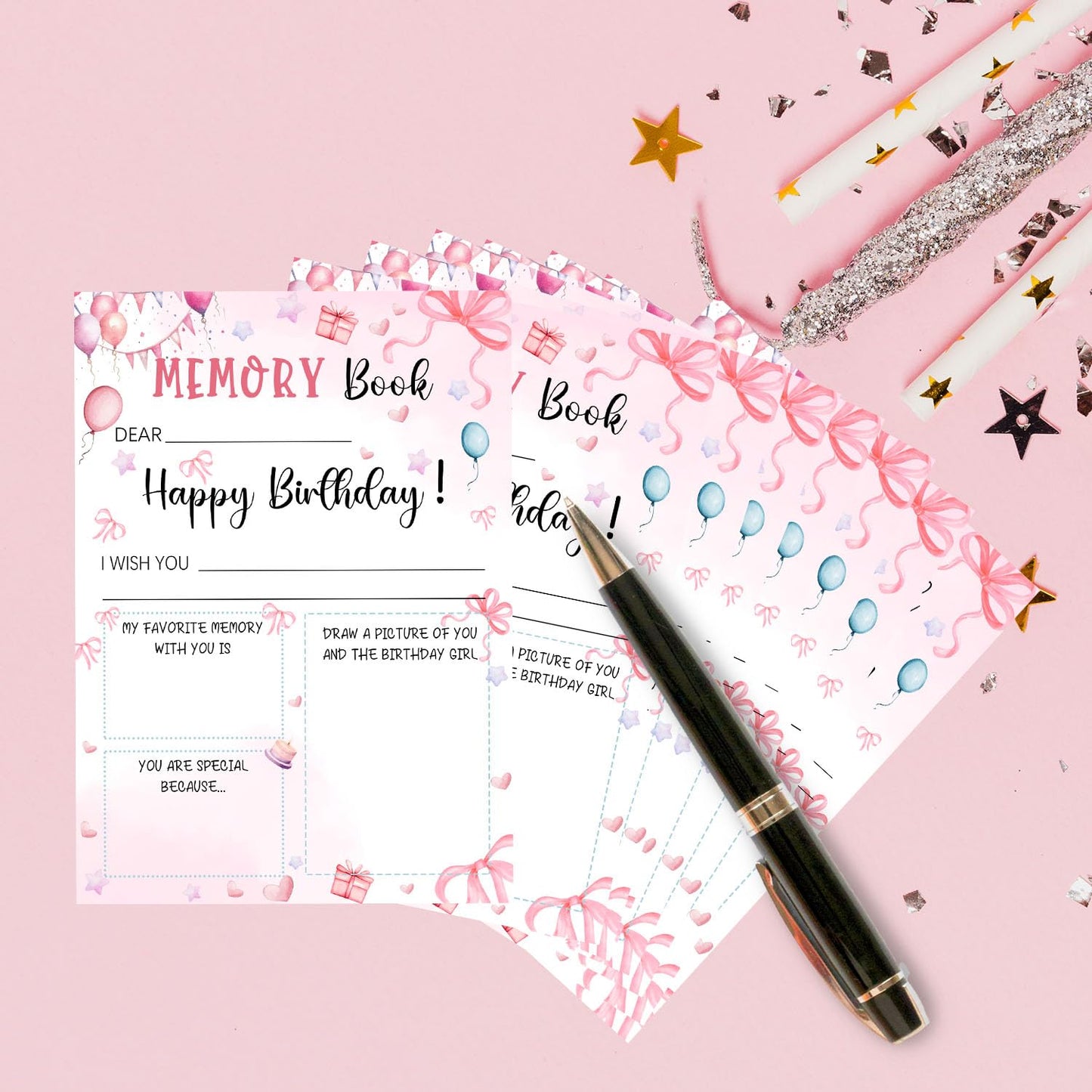 Pink Slumber Party Games Card -Sleepover Stuff- Coquette Pink Bow Themed Sleepover Slumber Party Supplies- Birthday Night Games Creative Idea -Memory Book- 20 Game Cards