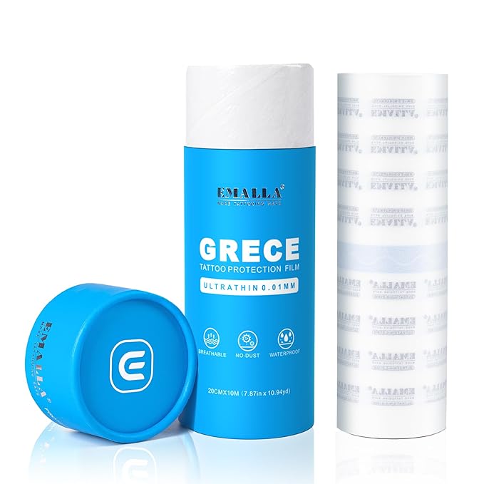 Emalla GRECE Tattoo Aftercare Bandage, Waterproof Second Skin Tattoo Cover Up Tape Patch 8" x 11 Yards Roll Flexible Tattoo Bandage for Healing Skin 0.01mm Tattoo Protection Film Tattoo Supplies