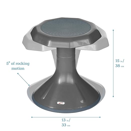 ECR4Kids ACE Active Core Engagement Wobble Stool, 15-Inch Seat Height, Flexible Seating, Grey