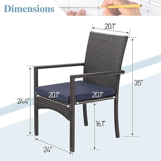 MFSTUDIO Patio Rattan Chairs Set of 8, Wicker Outdoor Dining Chairs Set of 8, All Weather Patio Armchairs w/Armrests, Steel Frame, Brown, 330lbs