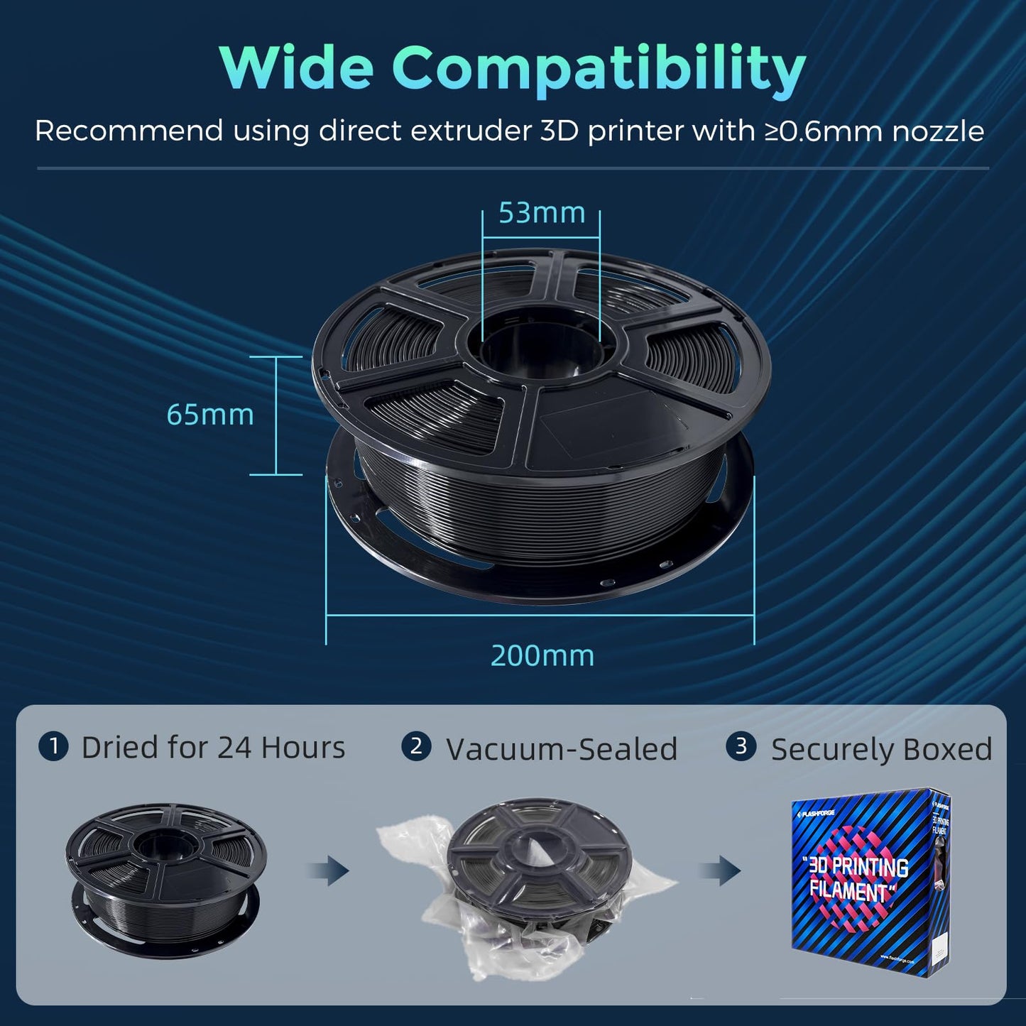 FLASHFORGE PLA Flexible 1.75 mm, 4X longer stretch 3D Printer Filament 1Kg (2.2lbs) Spool - Dimensional Accuracy +/- 0.02 mm, Ideal for Printing Soft Accessories