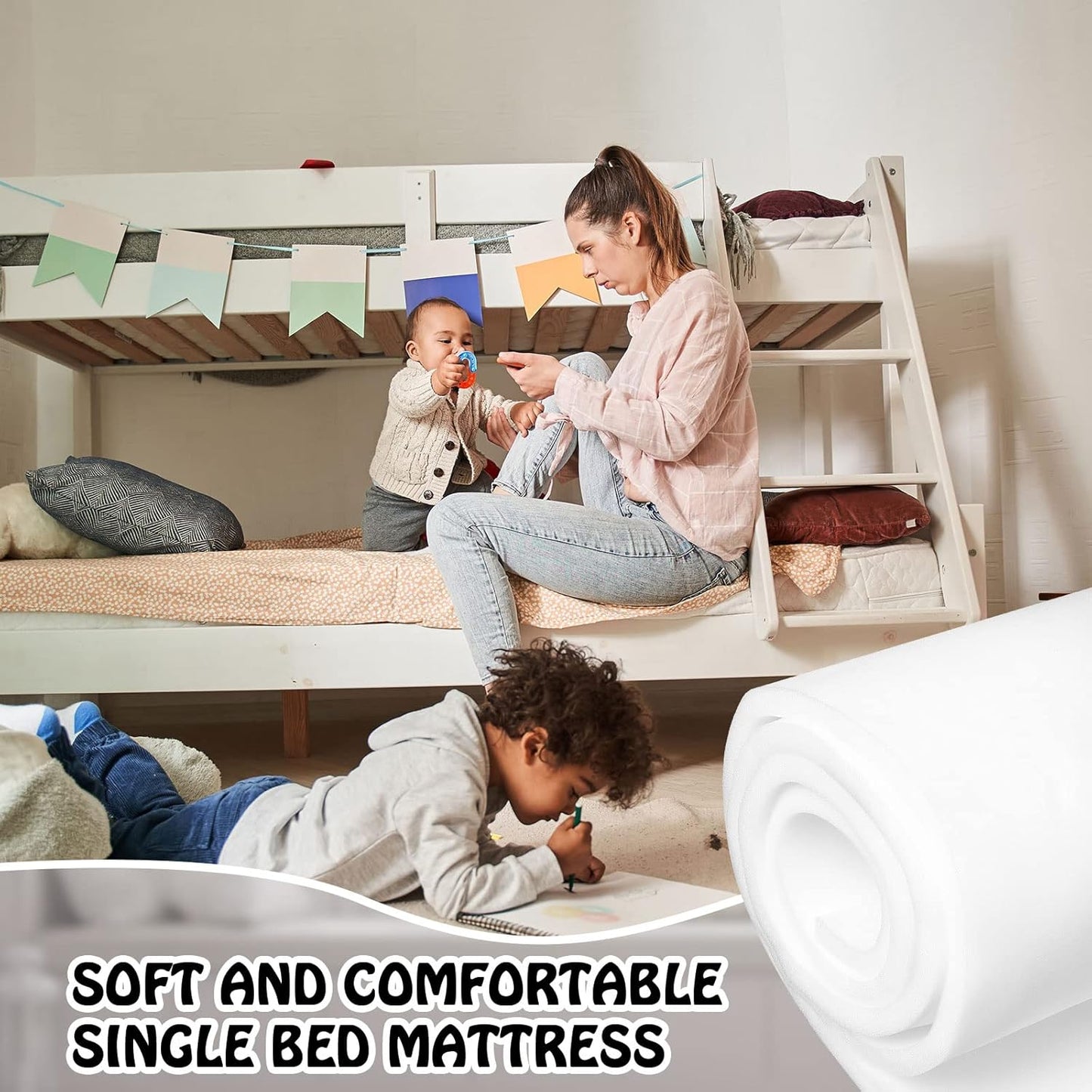 Amylove Polyurethane Foam 24" x 72" High Density Cushion Upholstery Foam Sheet for Seat Replacement DIY Projects Chairs Headboards Sofas Home(1" x 24" x 72",White)