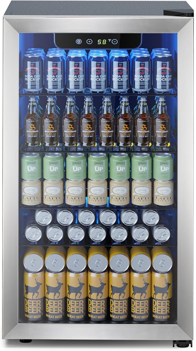 Electactic Mini Fridge 130 Can Beverage Refrigerator Cooler, 3.2 Cu.Ft Drink Fridge forSoda Wine Beer, Digital Temperature...