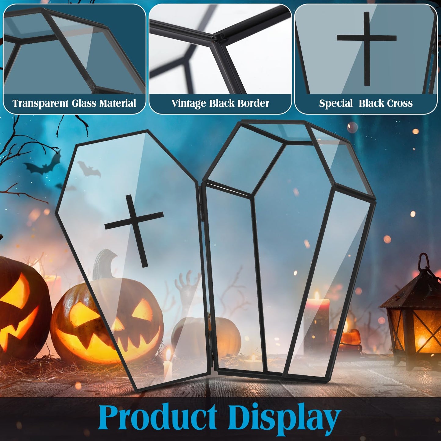 Sasylvia 2 Pcs Glass Coffin Box Coffin Jewelry Box Coffins Terrarium Gothic Jewelry Boxes with Lid Coffins Decoration for Party