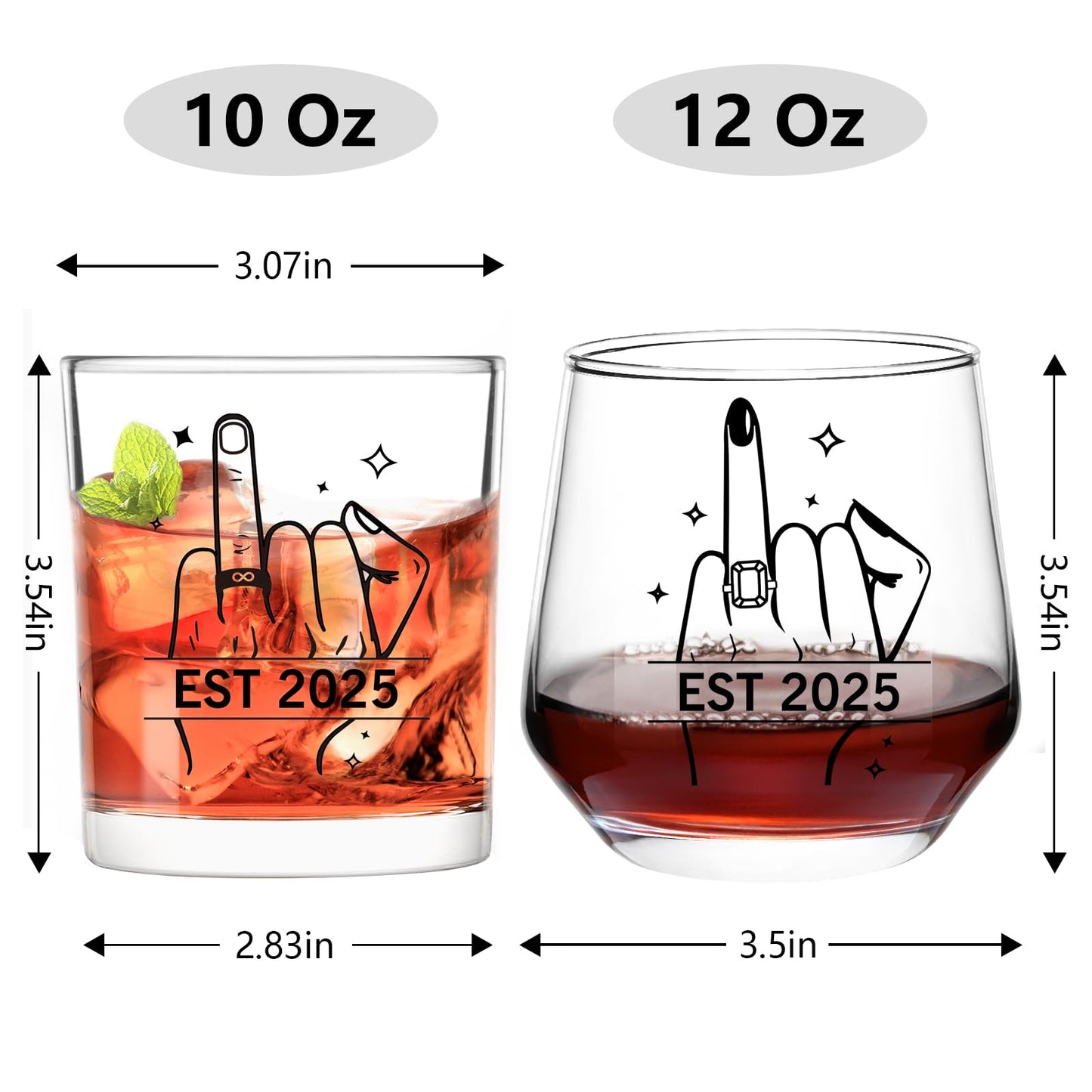 Futtumy Ring Finger Est 2025 Wine Glasses and Whisky Glasses, Wedding Gifts for Couples, Bridal Shower Gifts, Engagement Gift for Couples Bride and Groom Mr. Mrs. His Hers Bride To Be