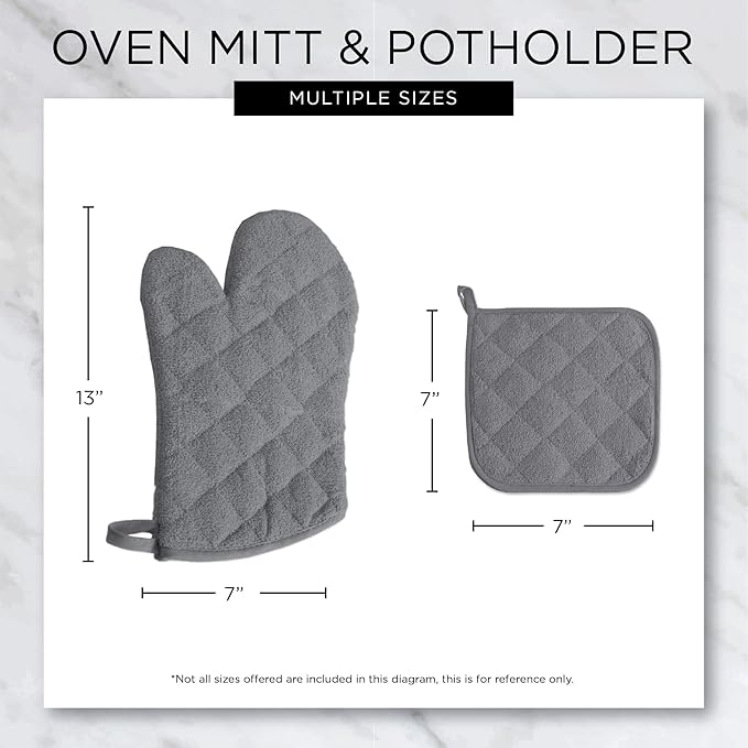 DII Basic Terry Collection 100% Cotton Quilted, Oven Mitt, Antique Green, 2 Piece
