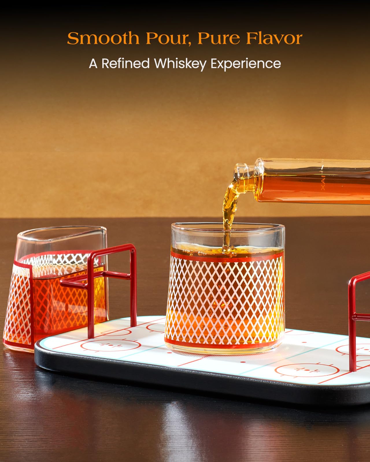 Gifts for Men – Kollea Ice Hockey Whiskey Decanter Set with 2 Hockey Goal Glasses, Unique Ice Hockey Gift for Dad, Husband, Brother, Coach – Birthday, Christmas & Anniversary for Hockey Fans