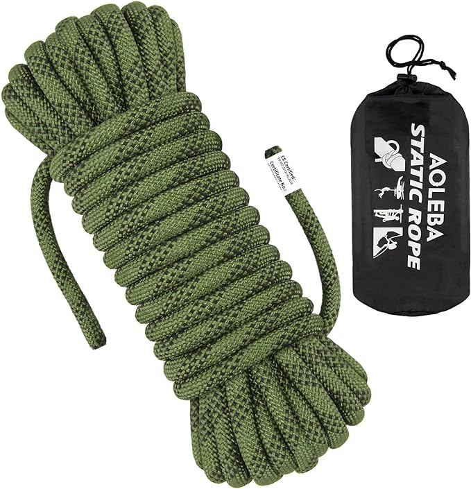 AOLEBA 10.5 mm Static Climbing Rope 10M(32ft) 20M(64ft) 30M(96ft) 50M(160ft) 70M(230ft) Outdoor Rock Climbing Rope, Escape...