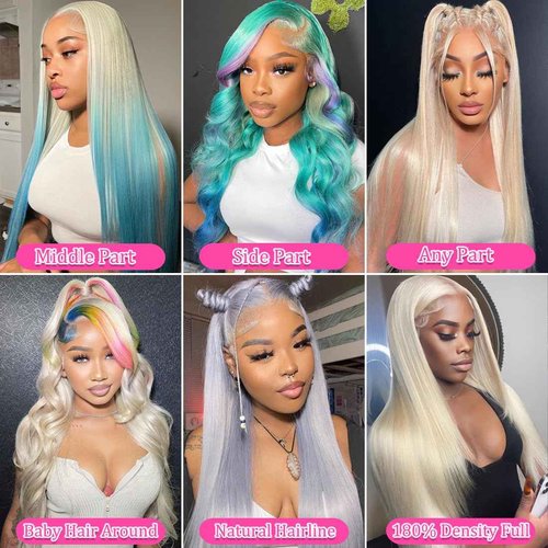 LETMIEO 613 Lace Front Wig Human Hair 13x6 HD Transparent Blonde Lace Front Wigs Human Hair Pre Plucked 613 HD Lace Frontal Wig 180% Density Straight Lace Frontal Wigs 24 Inch