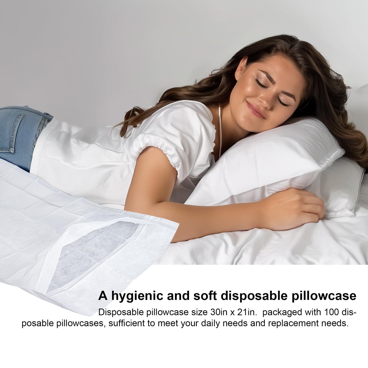 Disposable Pillow Case Covers(Pack of 100),Bulk Pillow Cases for Medical Hospital Travel,Paper Pillow Cases Disposable 21” Width x 30”Length (White)