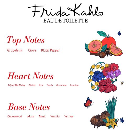Frida Kahlo Red Deluxe Edition Eau de Toilette Spray for Women – Warm Floral Scent w/Rose, Grapefruit, Jasmine, Vanilla, Cedarwood – Long-Lasting- Lacquered Bottle in a Luxury Drawer Gift Box - 3.4 oz