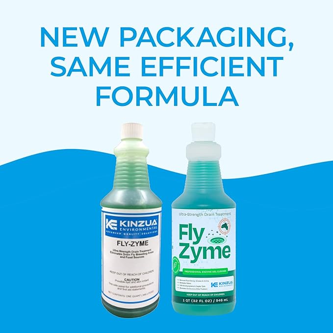 Kinzua Environmental Fly-Zyme, Highly Concentrated Enzyme Drain Cleaner for Pipes, Drain Gel for Fruit Flies, Organic Waste Degrader & Odor Neutralizer, 32 fl oz