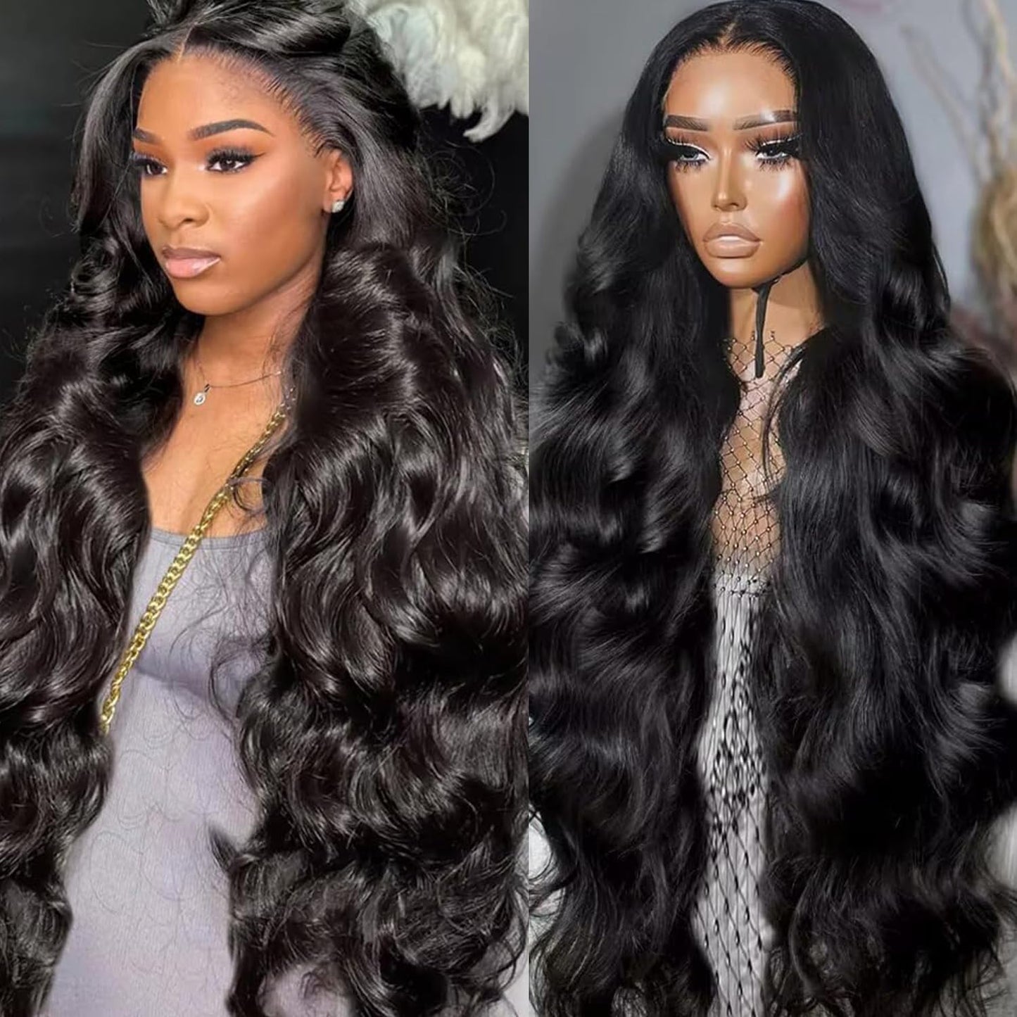 HANGFIRST 36 Inch Body Wave Lace Front Wigs Human Hair 13x6 HD Lace Front Wigs Pre Plucked 180 Density Brazilian Virgin Human Ha