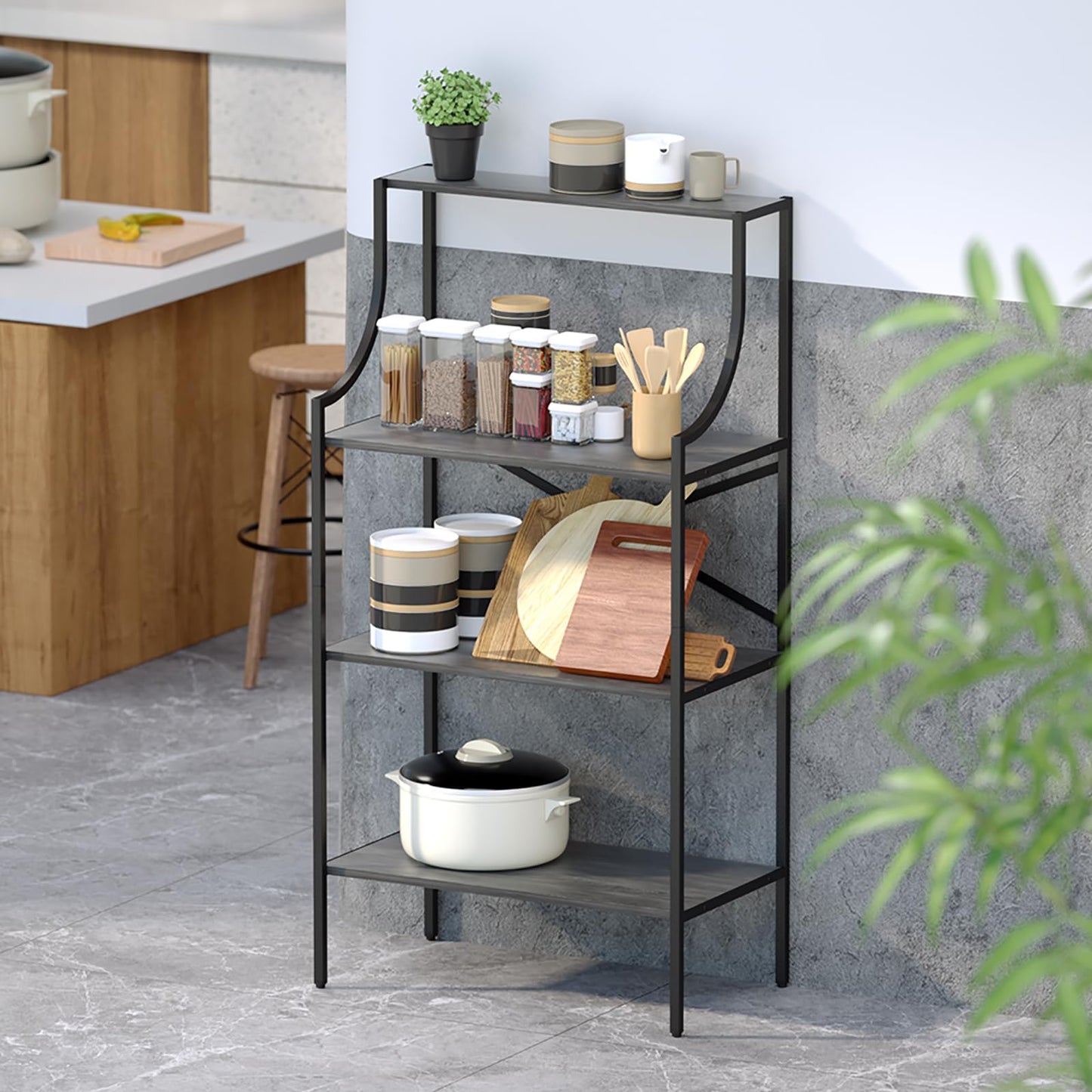 Kasrikly Console Table, entryway Table 4-Tier Sofa Table with Storage Shelves, Couch Table Behind Sofa, Standing Bakers Rack