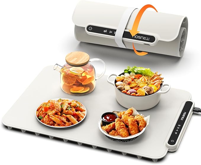 Food Warming Mat, iTRUSOU Electric Warming Tray Full Surface Heating to Keep Food Warm or Thawing, Versatile Food Warmer w...