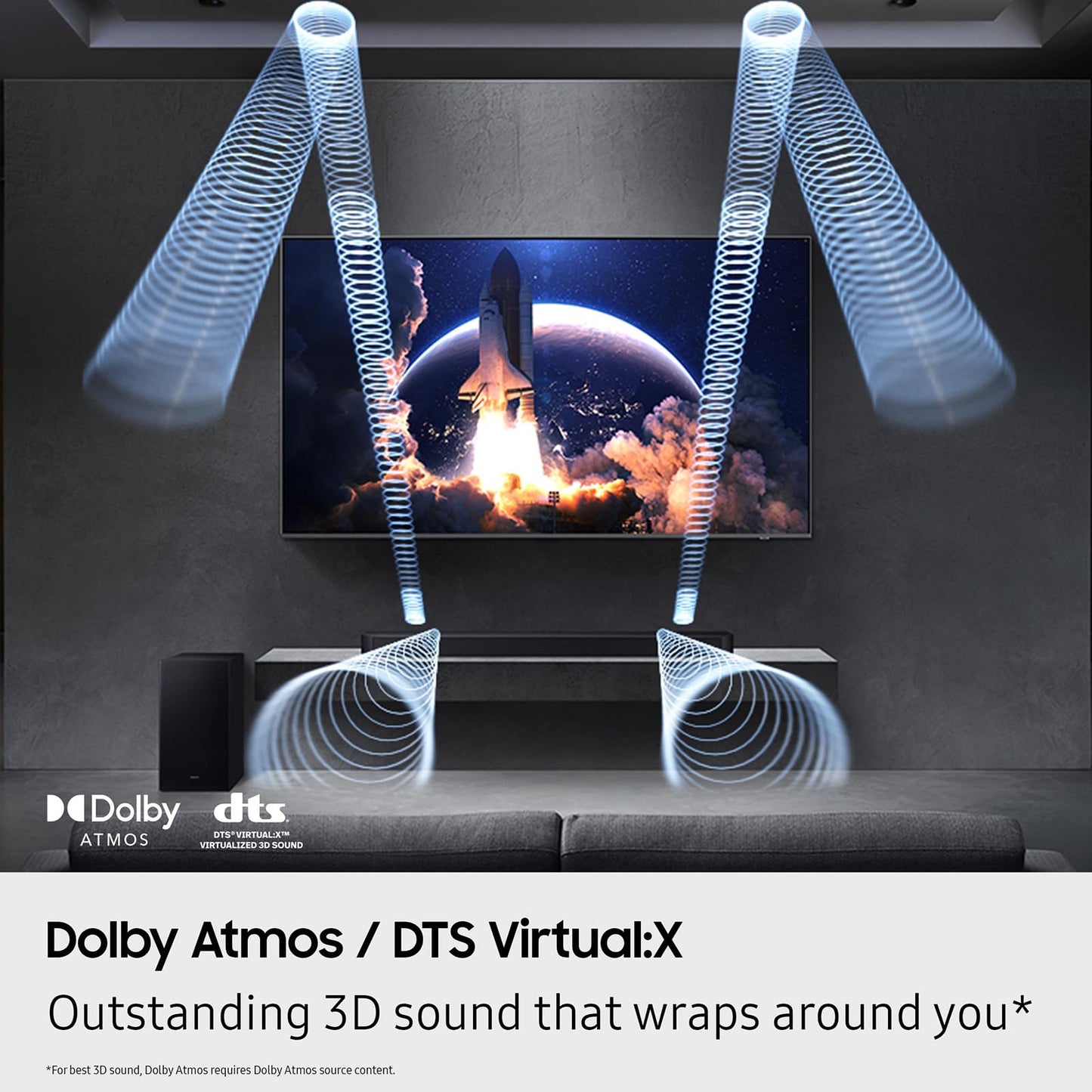 Samsung Q-Series Soundbar HW-Q600F 3.1.2ch with Wireless Subwoofer, Dolby Atmos/DTS Virtual:X, Q-Symphony, SpaceFit Sound Pro, Adaptive Sound, Game Mode Pro, Bluetooth, (2025 Model)