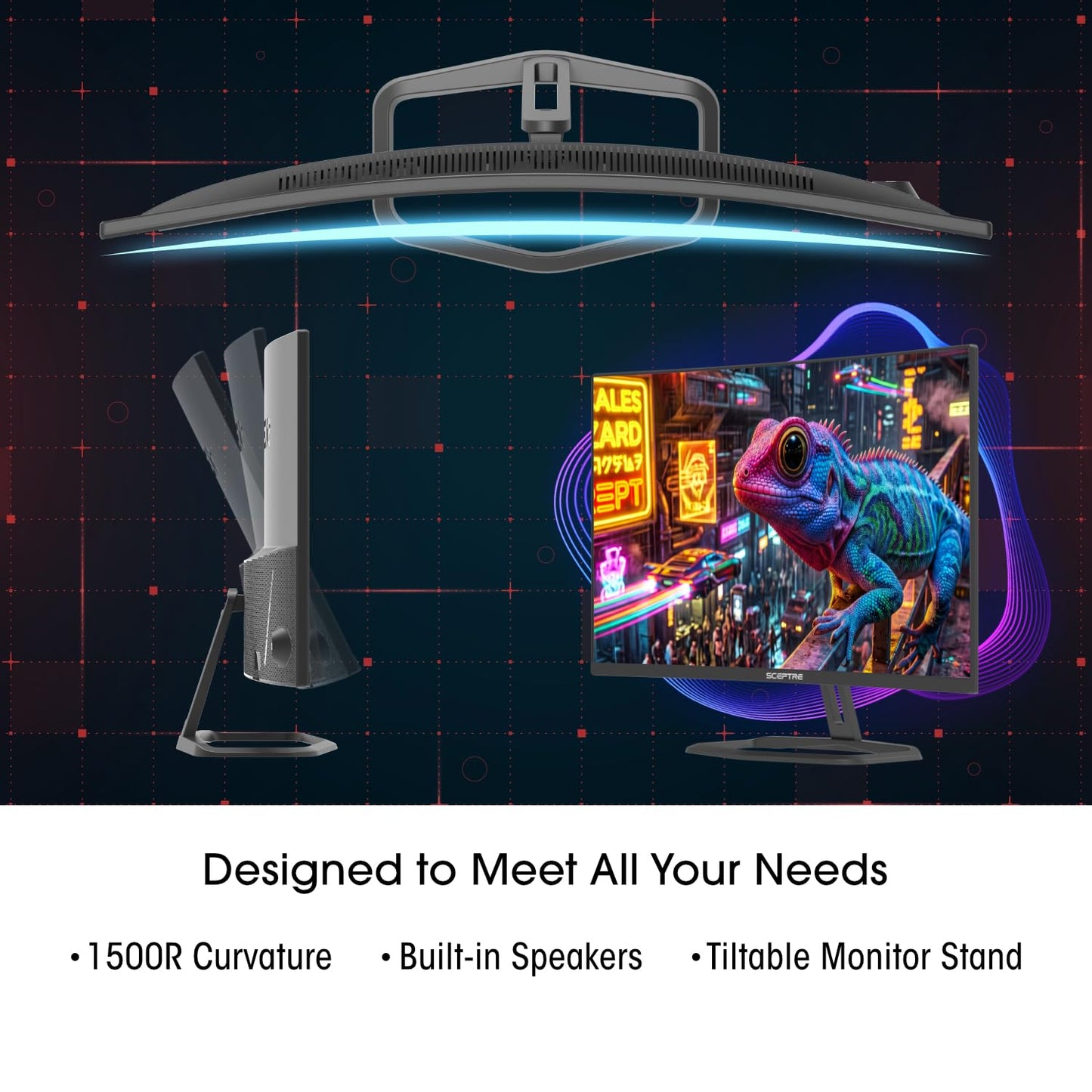 New! Sceptre Curved 32 inch Prime Gaming Monitor 1080p 1500R 110% sRGB HDMI X2 up to 240Hz, DisplayPort X2 up to 260Hz FreeSync Premium 1ms Build-in Speakers, Machine Black 2027 (C325B-FW260D.A1)