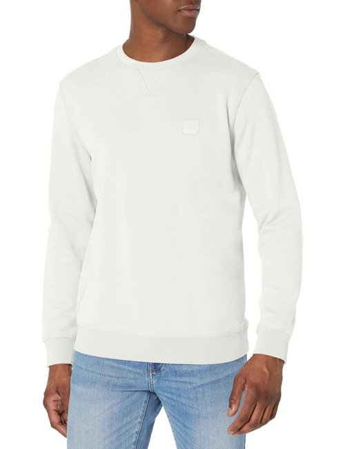 BOSS Patch Logo French Terry Pullover Cotton Sweatshirt