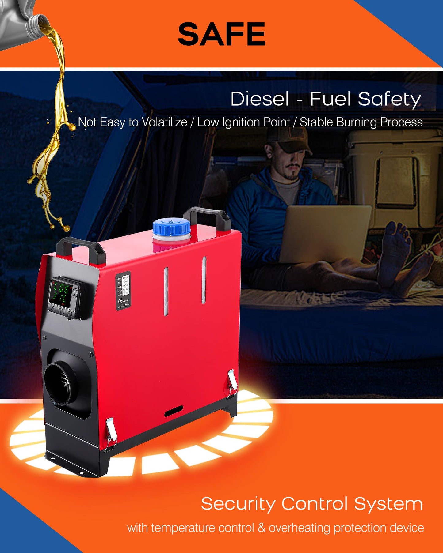 GarveeTech 12V 5KW All-in-One Diesel Air Heater, Parking & Camping Heating with LCD Display & Remote Control, Fast Heating for RV Truck, Boat, Bus, Car Trailer, Motorhomes, Caravans, 5 L