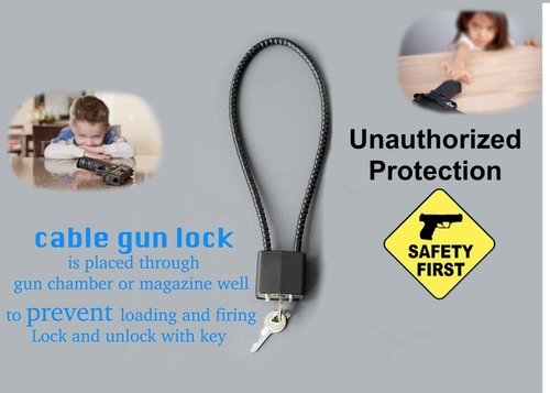 lockforall Cable Gun Locks with Keys Hunting Sports- Keyed Alike 15" Cable Gun Safe Lock CA DOJ Approved for Pistols, Handguns, Rifles, and Shotguns, Home, Storage Firearm Locking and Safety