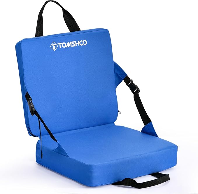 TOMSHOO Portable Stadium Seat Cushion with Backrest Waterproof Nylon Bleacher Cushion Ultralight Seat Padding with Back Su...