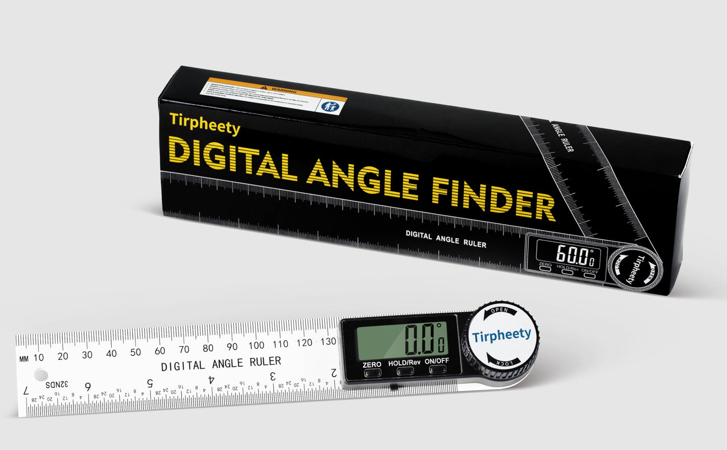 Tirpheety Digital Angle Finder Protractor, 3rd Generation Quick Display Angle Gauge Ruler, 7-Inch (200mm) Professional Measuring Tool for Woodworking, Carpentry, and Construction