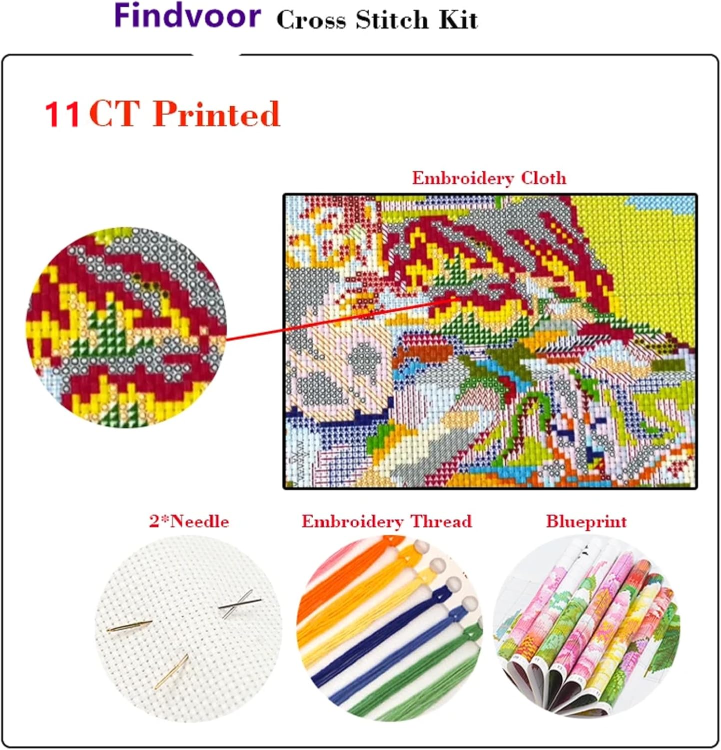 Hopeart Stamped Cross Stitch Kits for Beginner Embroidery Kits for Beginners Adults DIY 11CT Cross Stitch Patterns Needlepoint Kits Crossstitching Kits-Seaside Scenery 18x18 inch