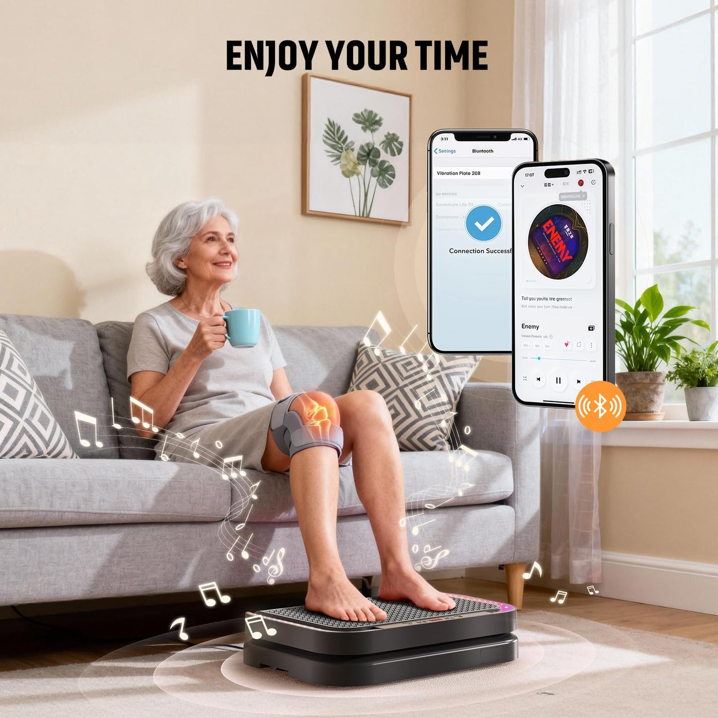Vibration Plate Machine for Lymphatic Flow & Muscle Recovery, Vibration Fitness Platform with Bluetooth & LED Modes, 440 Lb Capacity & 200 Levels for Home Use