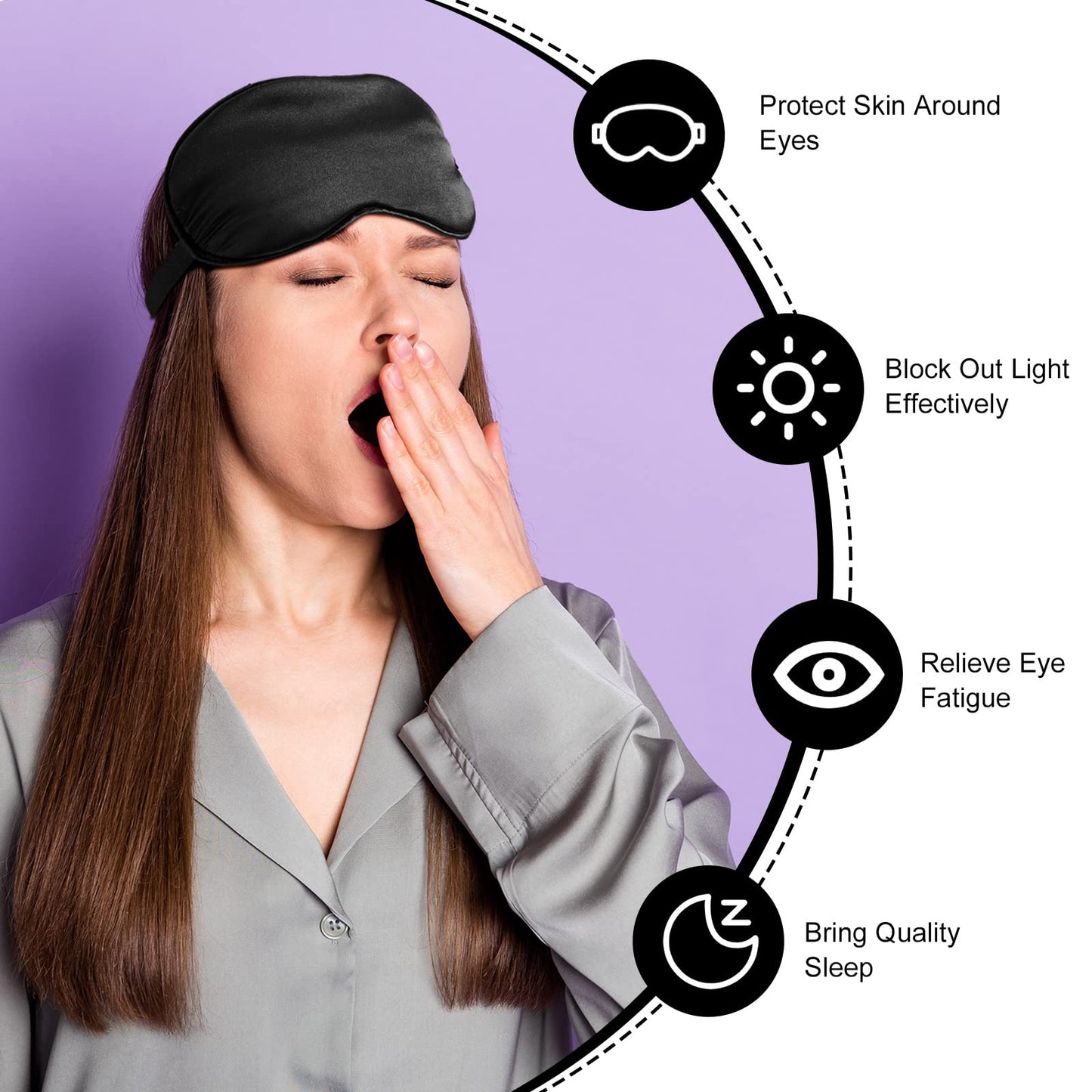 20 Pieces Silk Sleep Mask Eye Mask with Adjustable Strap Sleeping Cover Eye Cover Blindfold for Women Men Sleeping Travel(Black)